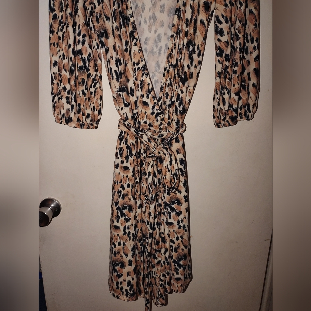 Brown and Black Long Sleeve Wrap Sundress for Cocktail